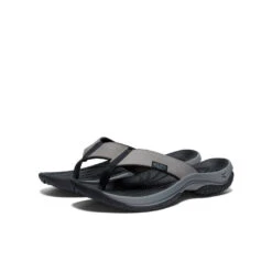 Keen Men's Kona Leather Flip-Flop | Steel Grey/Black -Keen 056f1d4d44b14523f478ef8abc3044e8f3b98edf