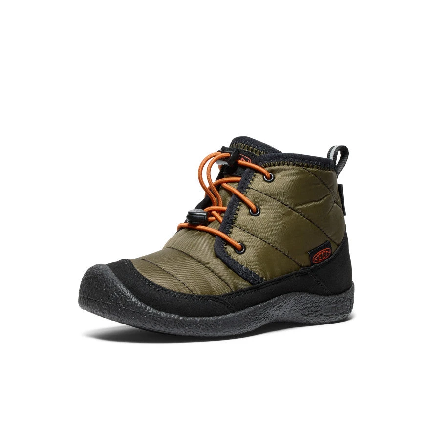 Keen Big Kids' Howser II Waterproof Chukka | Dark Olive/Gold Flame 3 Keen Big Kids' Howser II Waterproof Chukka | Dark Olive/Gold Flame - Image 3