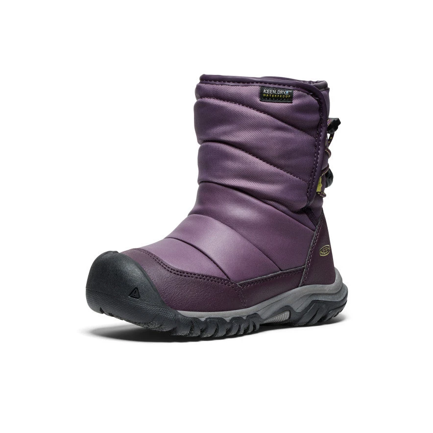 Keen Little Kids' Puffrider Waterproof Winter Boot | Black Plum/Daiquiri Green 3 Keen Little Kids' Puffrider Waterproof Winter Boot | Black Plum/Daiquiri Green - Image 3