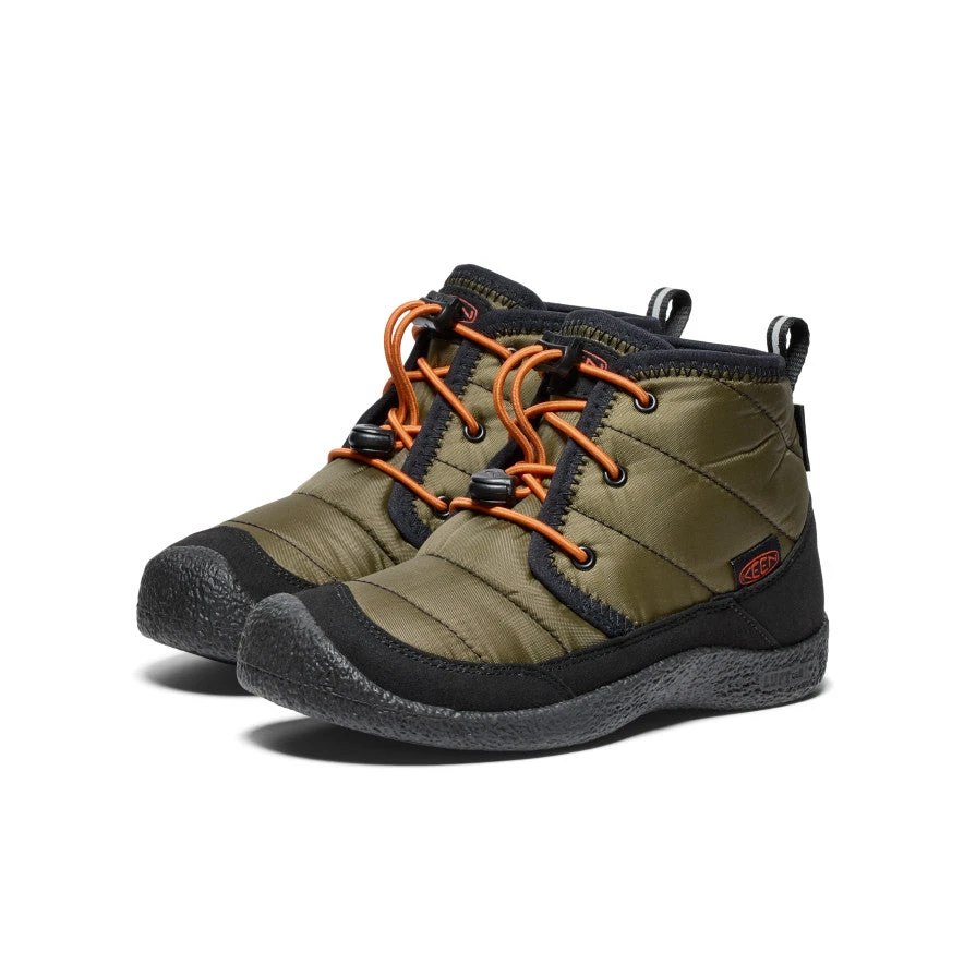 Keen Big Kids' Howser II Waterproof Chukka | Dark Olive/Gold Flame 2 Keen Big Kids' Howser II Waterproof Chukka | Dark Olive/Gold Flame - Image 2