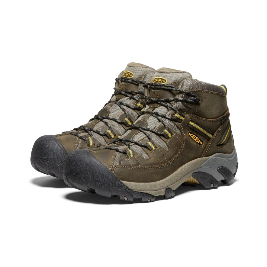 Keen Men's Targhee II Mid Waterproof Hiking Boots | Black Olive/Yellow 2 Keen Men's Targhee II Mid Waterproof Hiking Boots | Black Olive/Yellow - Image 2
