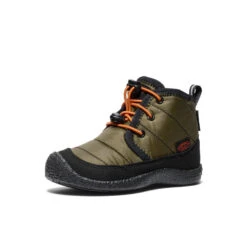 Keen Little Kids' Howser II Waterproof Chukka | Dark Olive/Gold Flame -Keen c99548ebdfa6e2365b0ed3f68f9c2a931e4e5763